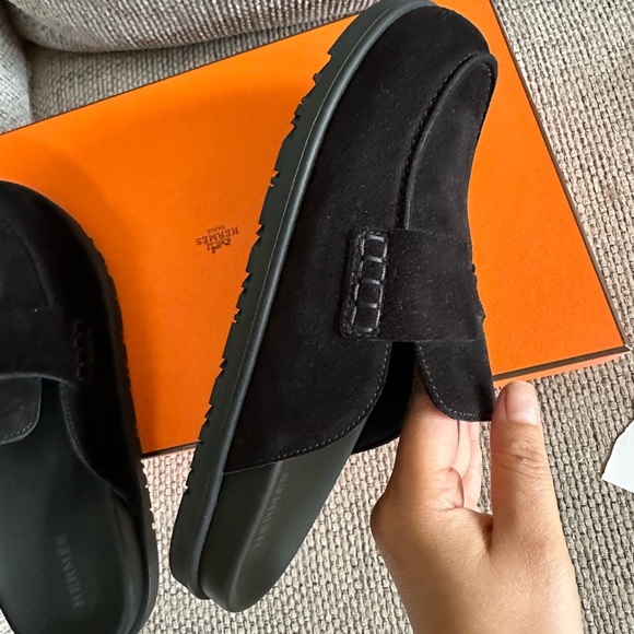 size 39EU NEW HERMES Black Suede Goatskin Women's Go Mule  w/ Receipt - Picture 13 of 15